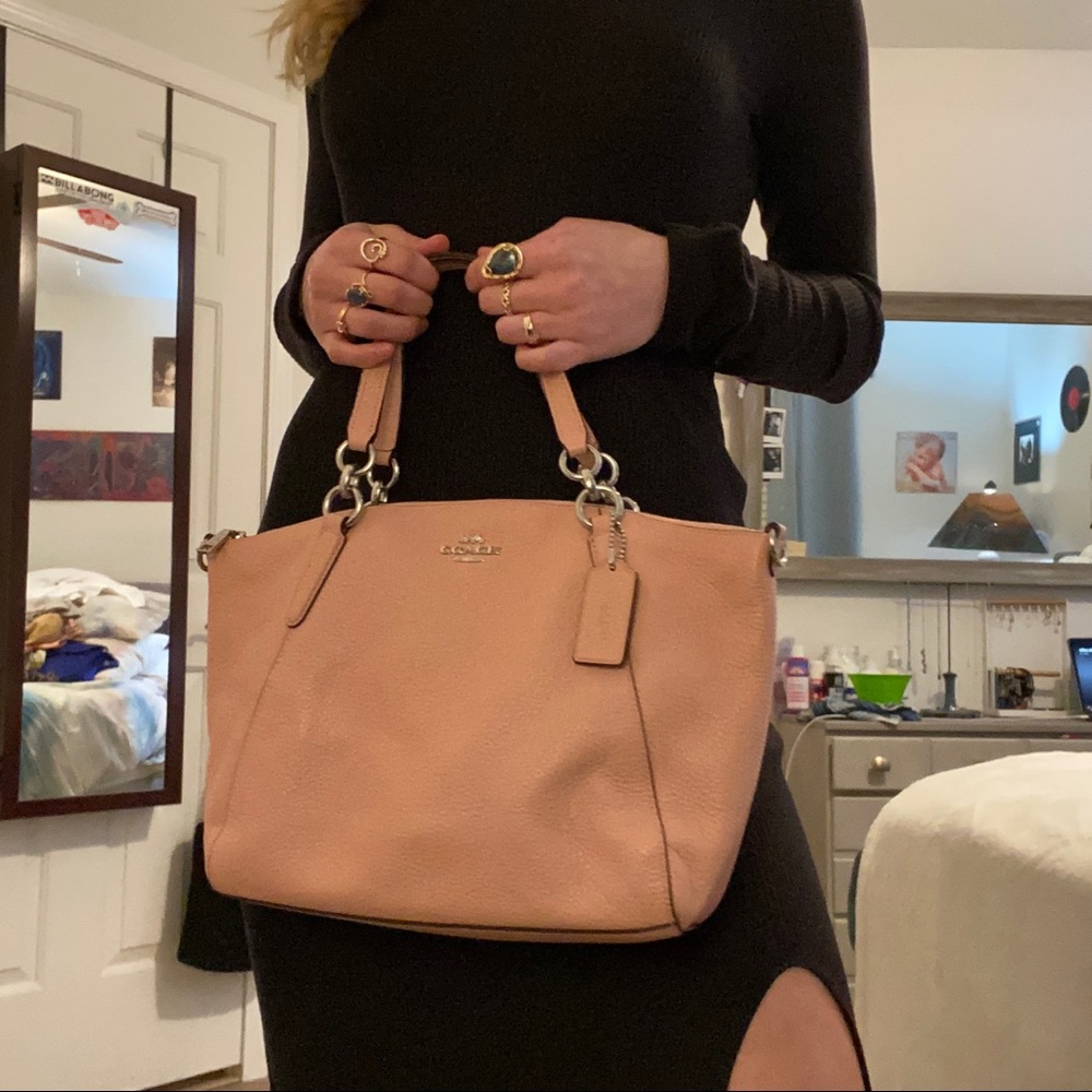 Pink Pebbled Leather Kelsey Coach Crossbody